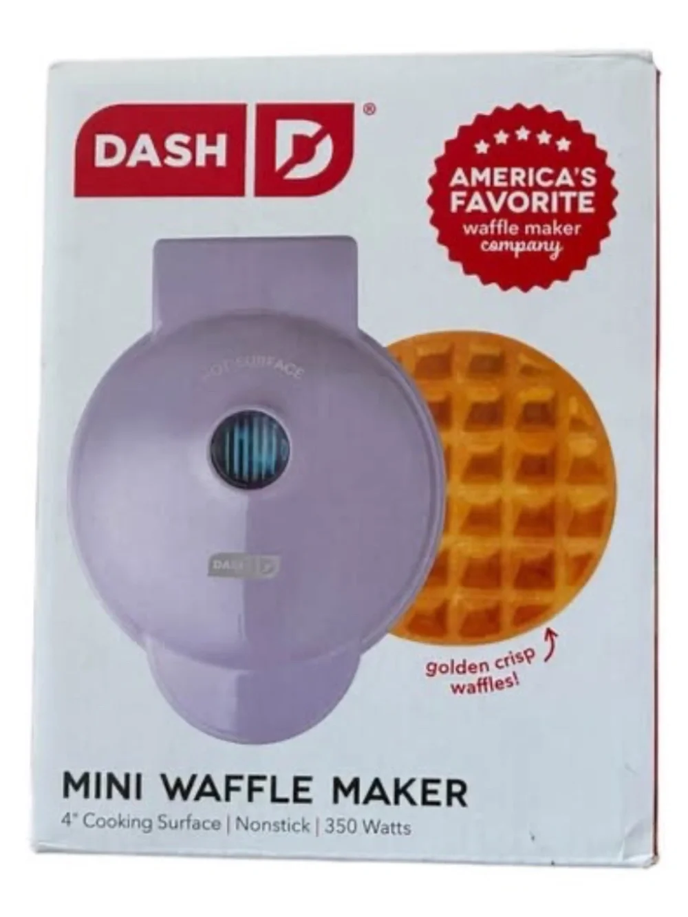 Dash Mini Waffle Maker 4” *Non-Stick Plate* Lilac NEW